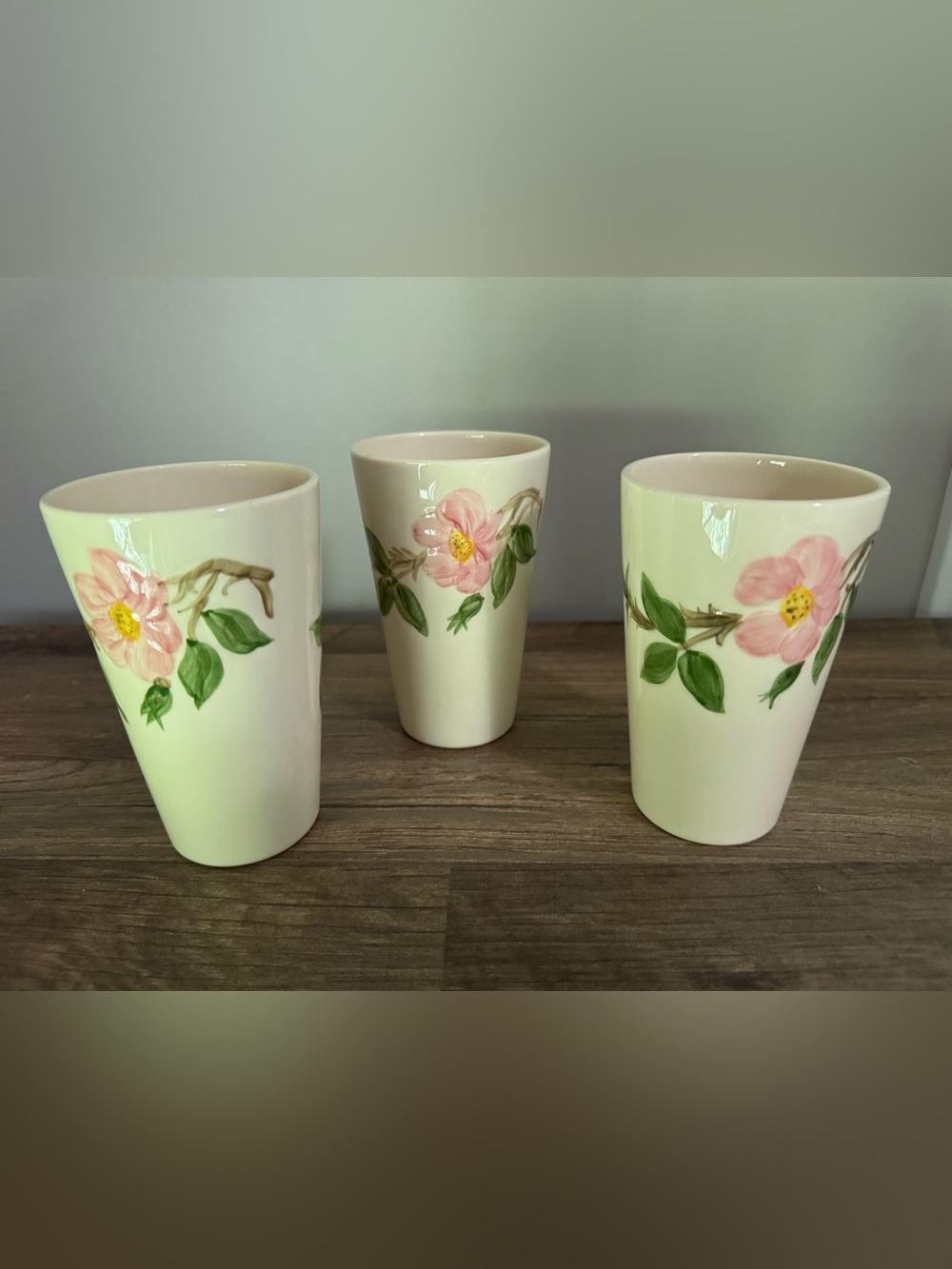 Vintage Franciscan Desert Rose Tumblers Set of 3 – 5.25" High-Ball Glasses/cups
